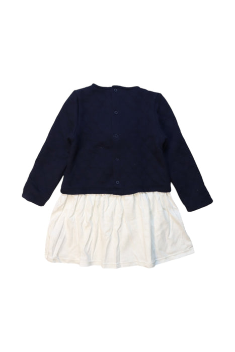 A Navy Long Sleeve Dresses from Petit Bateau in size 3T for girl. (Back View)