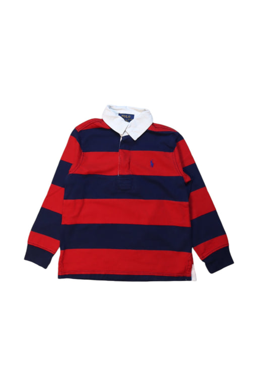 A Red-Navy Long Sleeve Polos from Polo Ralph Lauren in size 4T for boy. (Front View)