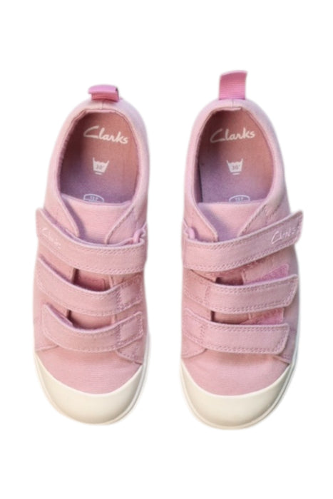 A Pink Sneakers from Clarks in size 7Y for girl. (Back View)