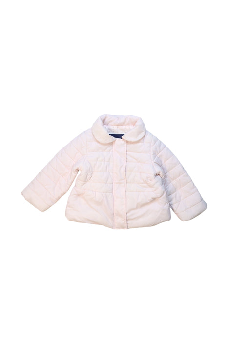 A Pink Puffer/Quilted Jackets from Jacadi in size 12-18M for girl. (Front View)