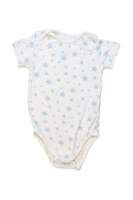 A White Short Sleeve Bodysuits from Not Too Big in size 6-12M for neutral. (Front View)