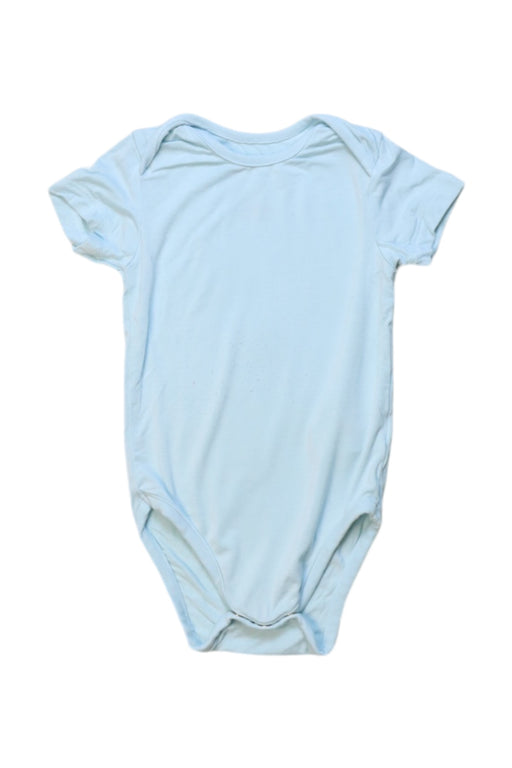 A Blue Short Sleeve Bodysuits from Not Too Big in size 6-12M for boy. (Front View)