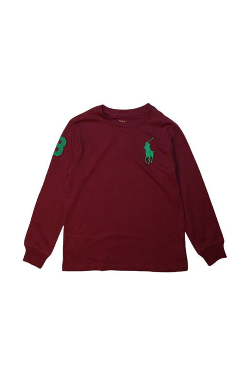 A Red Long Sleeve T Shirts from Polo Ralph Lauren in size 7Y for boy. (Front View)