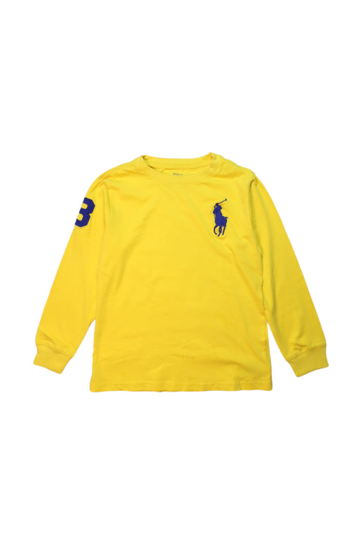 A Yellow Long Sleeve T Shirts from Polo Ralph Lauren in size 7Y for boy. (Front View)