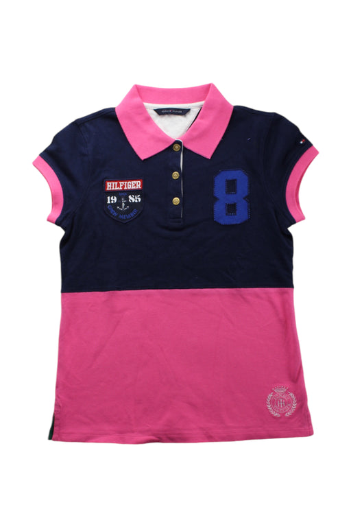 A Navy Short Sleeve Polos from Tommy Hilfiger in size 8Y for girl. (Front View)