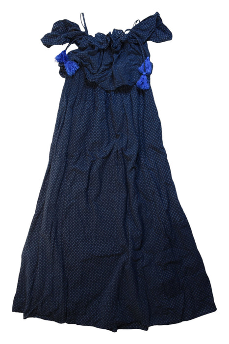 A Navy Sleeveless Dresses from Velveteen in size 10Y for girl. (Back View)