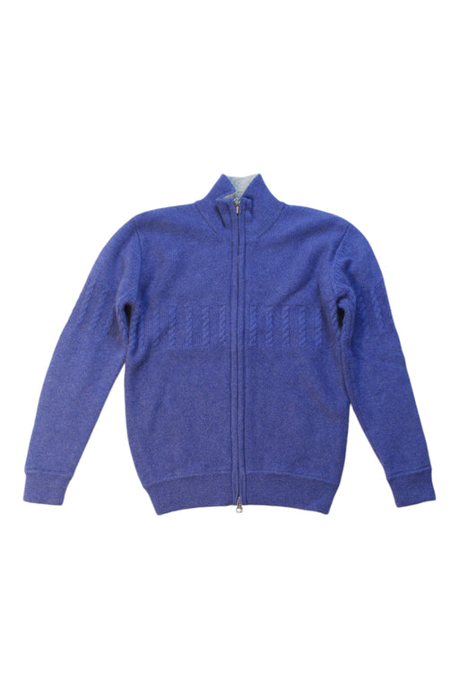 A Blue Zippered Sweatshirts from Cashmirino in size 6T for girl. (Front View)