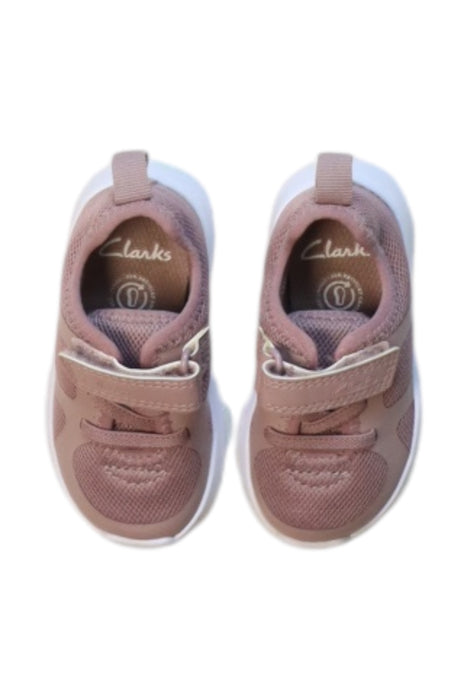 A Pink Sneakers from Clarks in size 6-12M for girl. (Back View)