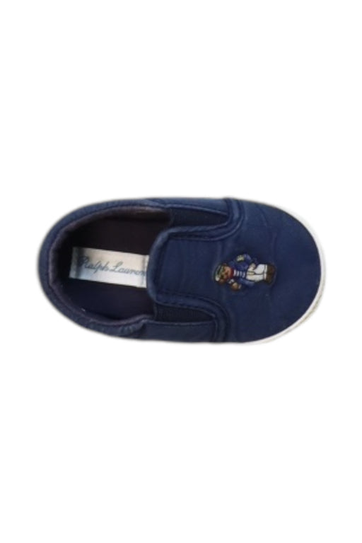 A Navy Slip Ons from Ralph Lauren in size 12-18M for boy. (Front View)