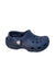 A Navy Slip Ons from Crocs in size 18-24M for neutral. (Front View)