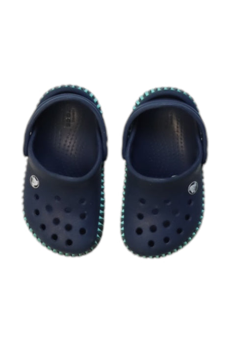 A Navy Slip Ons from Crocs in size 12-18M for neutral. (Back View)