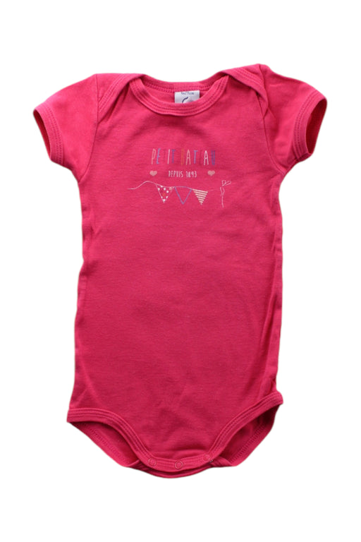 A Pink Short Sleeve Bodysuits from Petit Bateau in size 6-12M for neutral. (Front View)