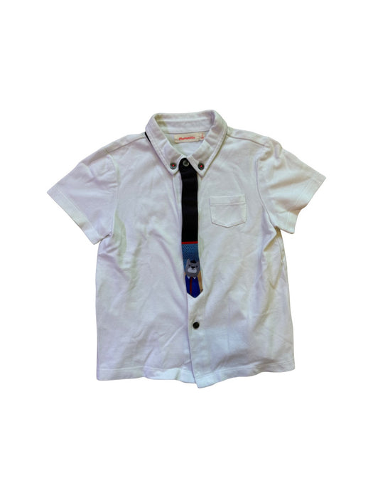 A White Short Sleeve Shirts from Momonittu in size 4T for boy. (Front View)