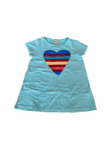 A Blue Short Sleeve T Shirts from Frugi in size 5T for girl. (Front View)