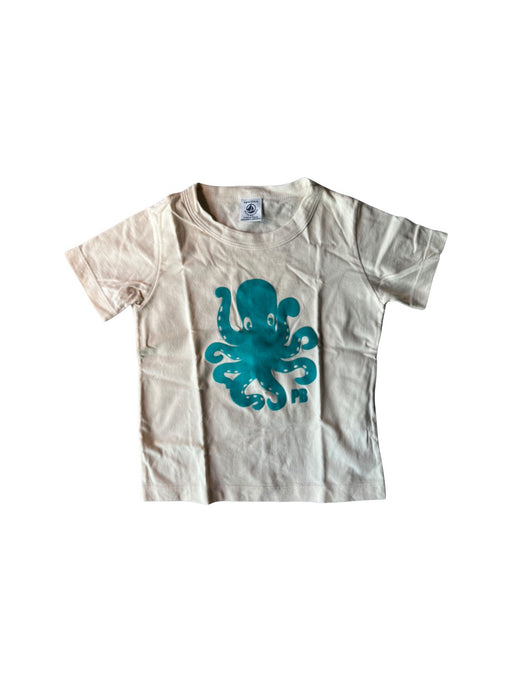 A Beige Short Sleeve T Shirts from Petit Bateau in size 4T for neutral. (Front View)