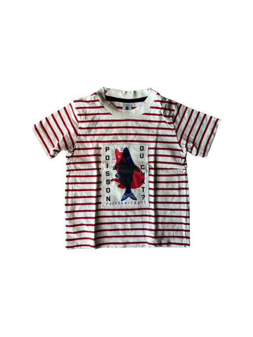 A Red Short Sleeve T Shirts from Petit Bateau in size 4T for boy. (Front View)