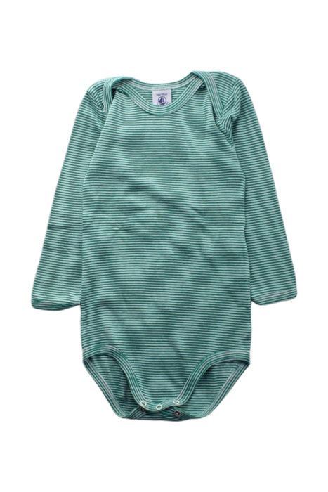 A Green Long Sleeve Bodysuits from Petit Bateau in size 3T for neutral. (Front View)