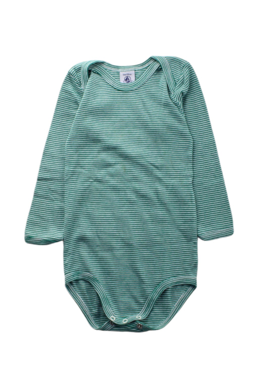 A Green Long Sleeve Bodysuits from Petit Bateau in size 3T for neutral. (Front View)