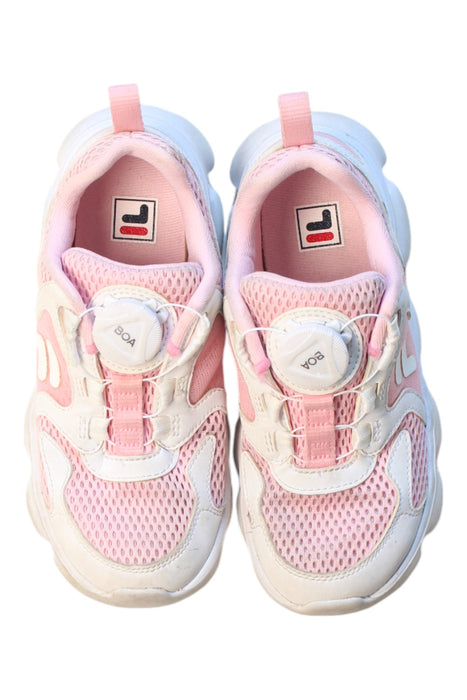 A Pink Sneakers from Fila in size 6T for girl. (Back View)