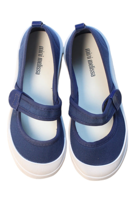 A Blue Flats from Mini Melissa in size 6T for girl. (Back View)