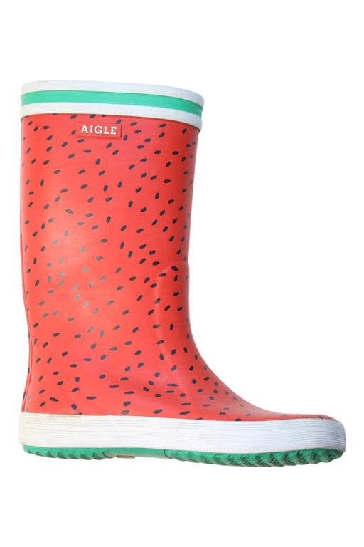 A Red Rain Boots from Aigle in size 6T for neutral. (Front View)