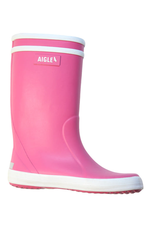 A Pink Rain Boots from Aigle in size 6T for girl. (Front View)