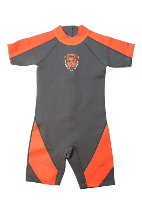 A Grey Wetsuits from Arena in size 8Y for boy. (Front View)