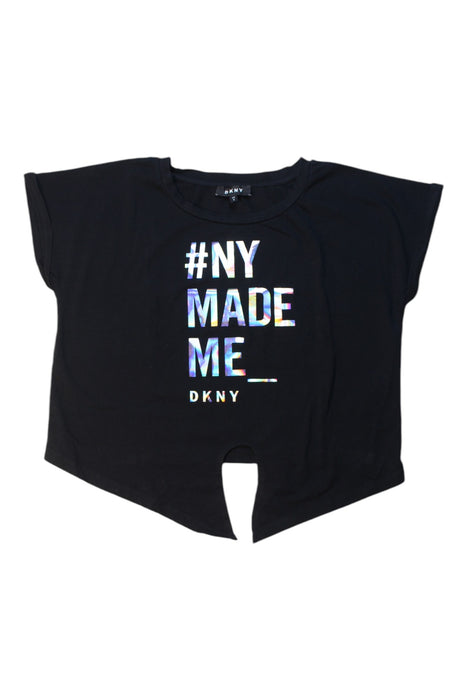 A Black Short Sleeve T Shirts from DKNY in size 14Y for girl. (Front View)