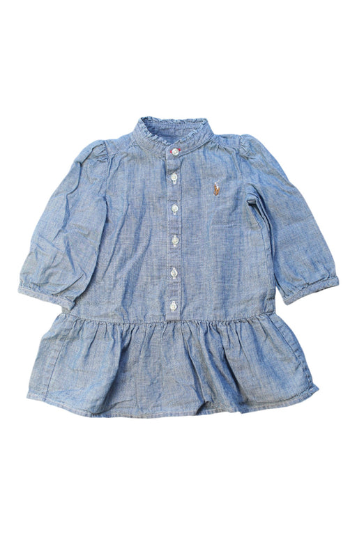 A Blue Long Sleeve Dresses from Ralph Lauren in size 6-12M for girl. (Front View)