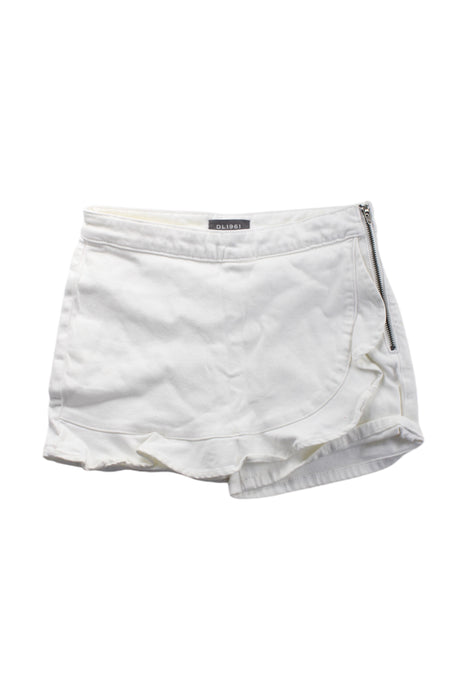 A White Skorts from DL1961 in size 12Y for girl. (Front View)