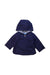 A Navy Rain Jackets from Jacadi in size 6-12M for girl. (Front View)