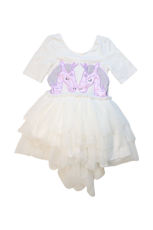 A White Short Sleeve Dresses from Seed in size 6T for girl. (Front View)