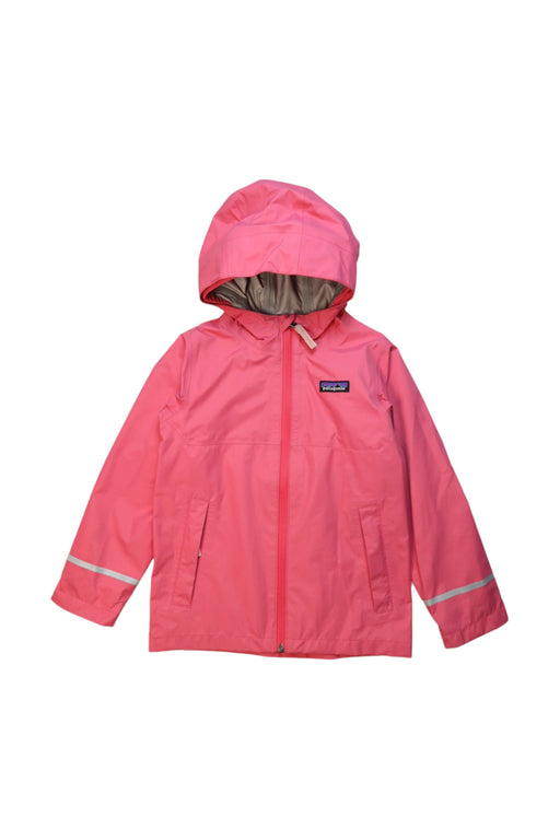 A Pink Rain Jackets from Patagonia in size 5T for girl. (Front View)