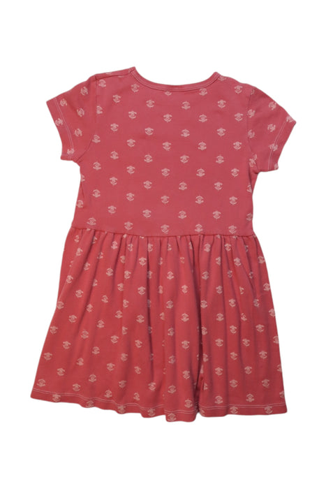 A Red Short Sleeve Dresses from Petit Bateau in size 6T for girl. (Back View)