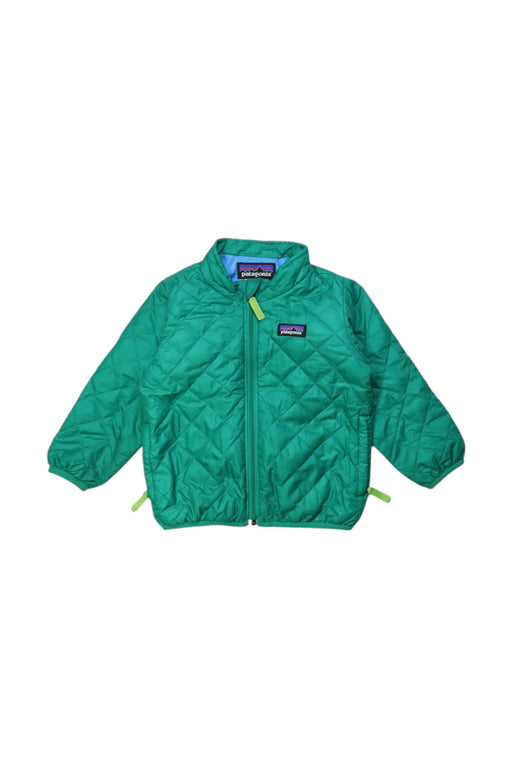 A Green Puffer/Quilted Jackets from Patagonia in size 12-18M for boy. (Front View)