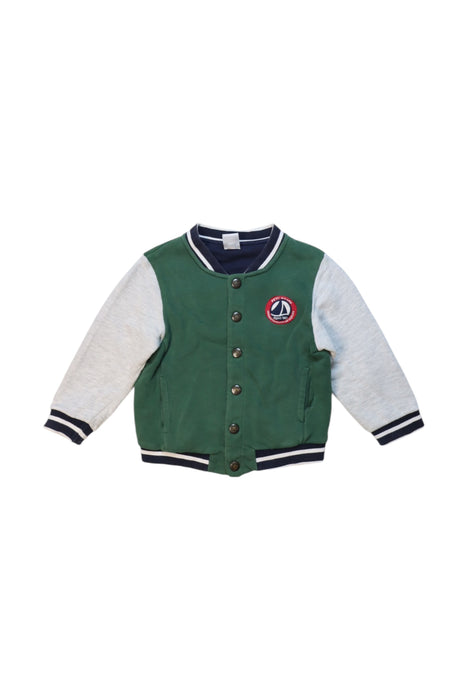 A Green Lightweight Jackets from Petit Bateau in size 3T for boy. (Front View)