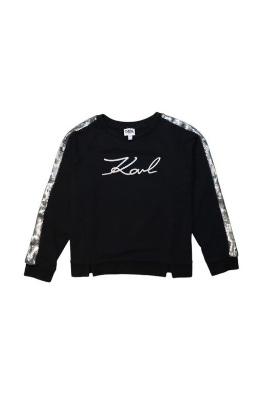 A Black Crewneck Sweatshirts from Karl Lagerfeld in size 10Y for girl. (Front View)