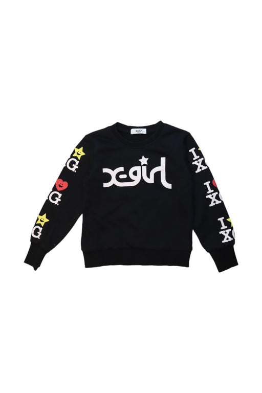 A Black Crewneck Sweatshirts from X-Girl Stages in size 7Y for girl. (Front View)