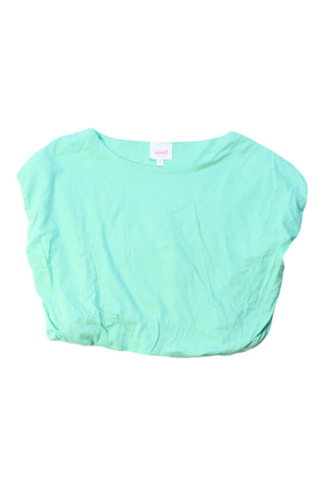 A Green Short Sleeve Tops from Seed in size 6T for girl. (Front View)