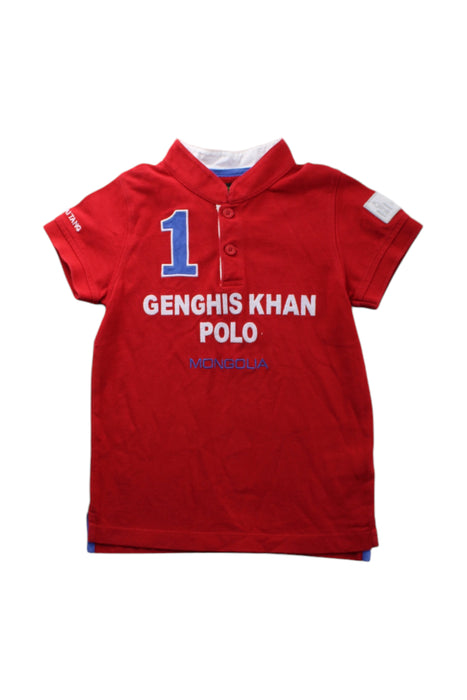 A Red Short Sleeve Polos from Shanghai Tang in size 4T for boy. (Front View)