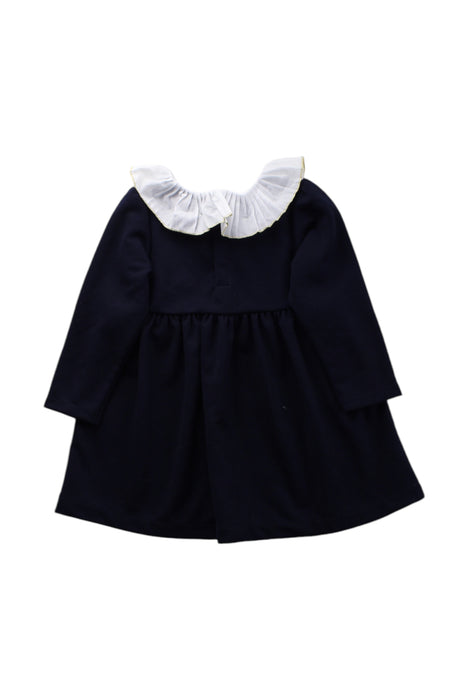 A Navy Long Sleeve Dresses from Jacadi in size 12-18M for girl. (Back View)