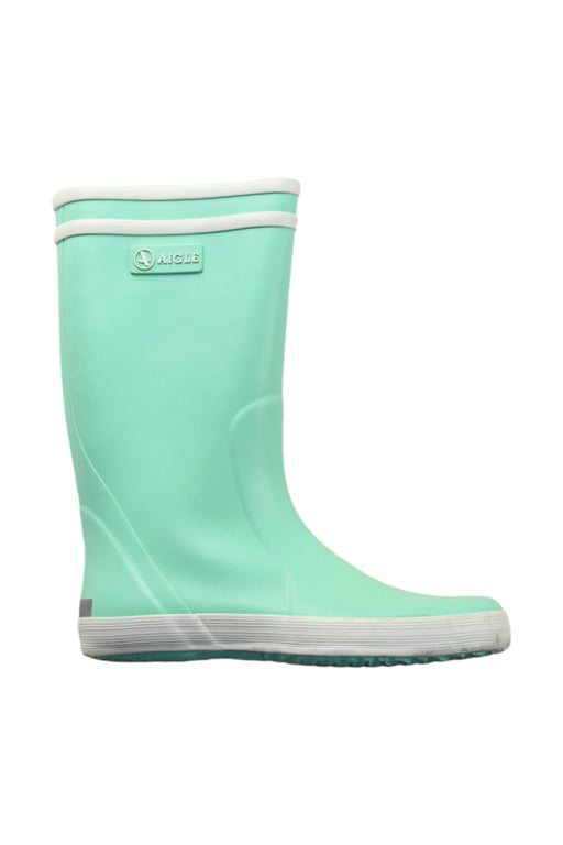 A Green Rain Boots from Aigle in size 7Y for neutral. (Front View)