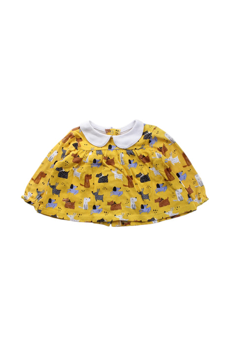 A Yellow Long Sleeve Tops from Cotton Pigs in size 3-6M for girl. (Front View)