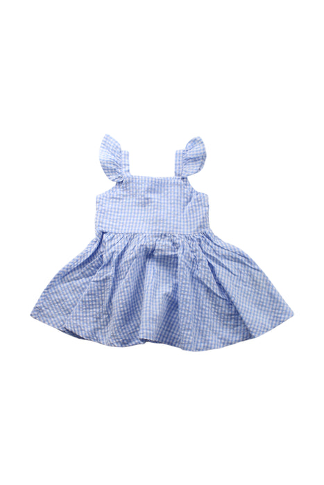 A Blue-White Sleeveless Dresses from Cotton Pigs in size 3-6M for girl. (Front View)