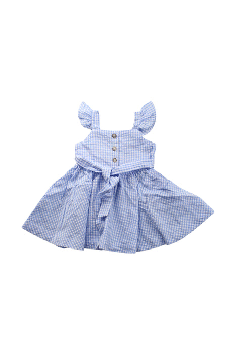 A Blue-White Sleeveless Dresses from Cotton Pigs in size 3-6M for girl. (Back View)