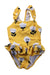 A Yellow Swimsuits from Cotton Pigs in size 0-3M for neutral. (Front View)