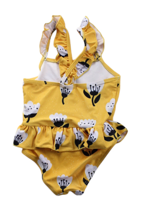 A Yellow Swimsuits from Cotton Pigs in size 0-3M for neutral. (Back View)