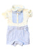 A Blue Short Sleeve Rompers from Nicholas & Bears in size 0-3M for neutral. (Front View)