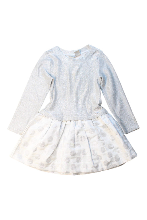 A Silver Long Sleeve Dresses from Calvin Klein in size 4T for girl. (Front View)