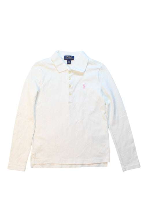 A White Long Sleeve Polos from Polo Ralph Lauren in size 6T for girl. (Front View)